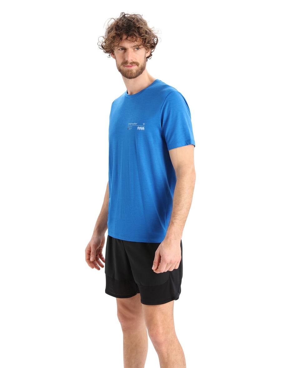 Koszulki Icebreaker Merino Tech Lite II Krótkie Sleeve Alpine Zone Męskie Niebieskie | PL 1770FDNM